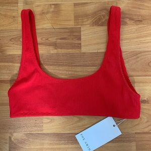 White Fox Swim Red Rib Bikini Top
